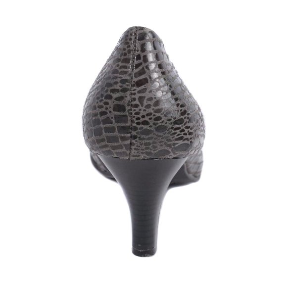 AEROSOLES Gray Reptile Embossed Square Toe Pumps Size 10 - Picture 5 of 7